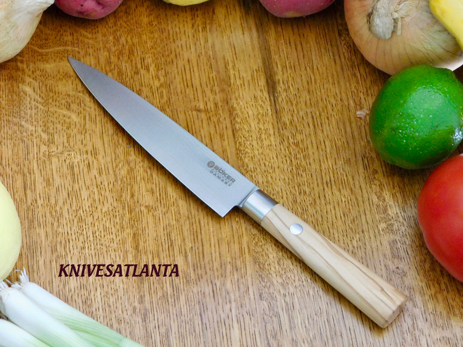 Boker Damascus Olive Utility Knife
