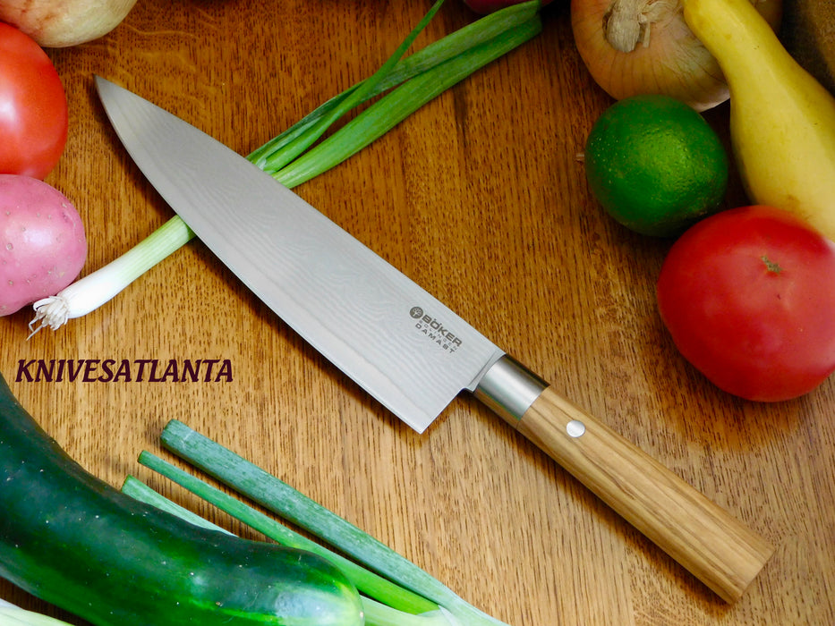 Boker Damascus Olive Chef's Knife Large