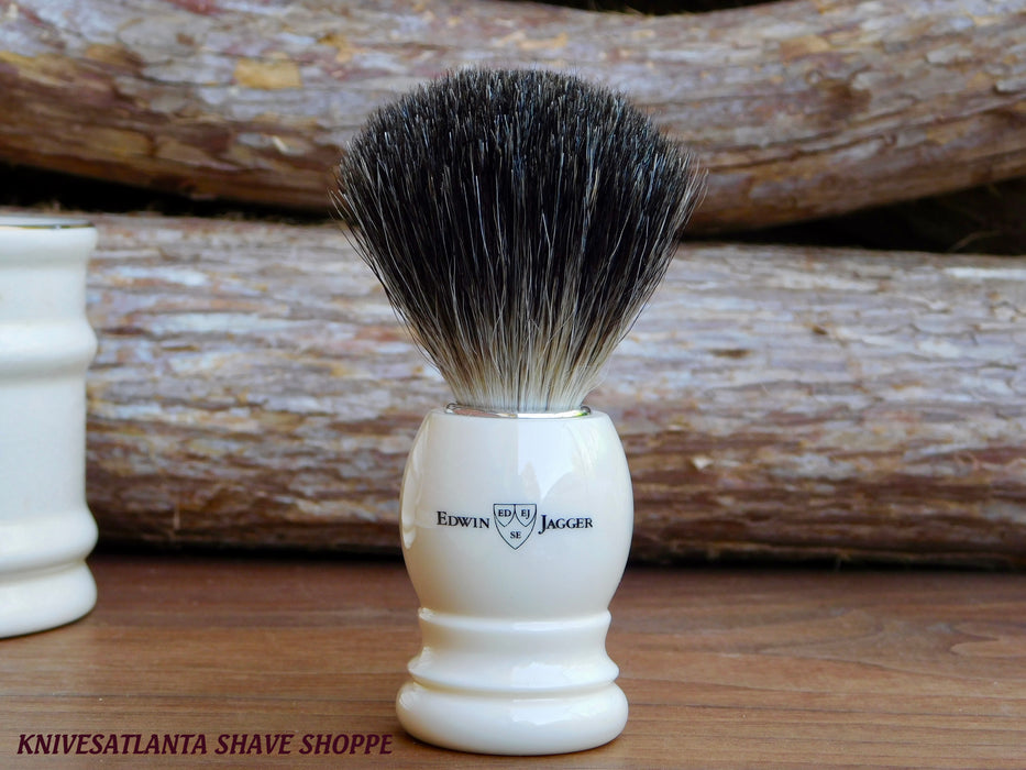 Edwin Jagger 81P27 Imitation Ivory Shaving Brush (Pure Badger)